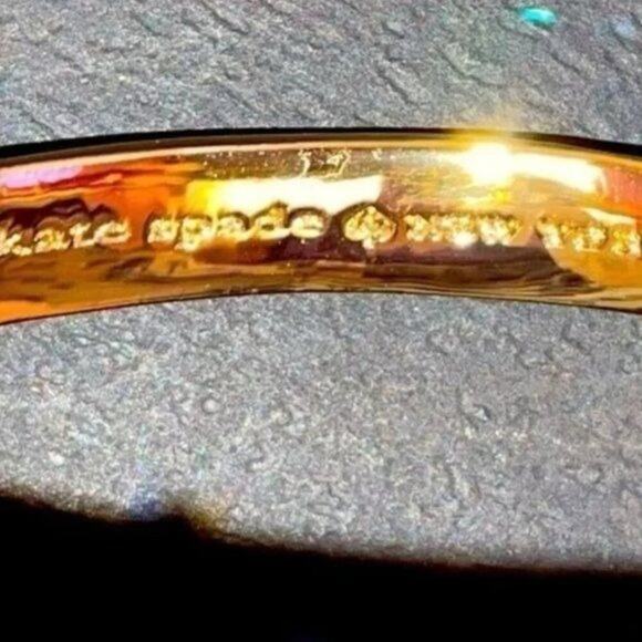 Kate Spade New York Idiom Bangle Bracelet Gold Tone Rhinestone Dotted - Picture 4 of 7